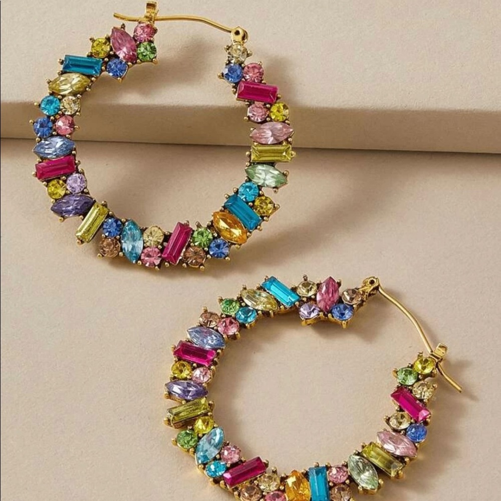 Gemstone Hoop Earrings